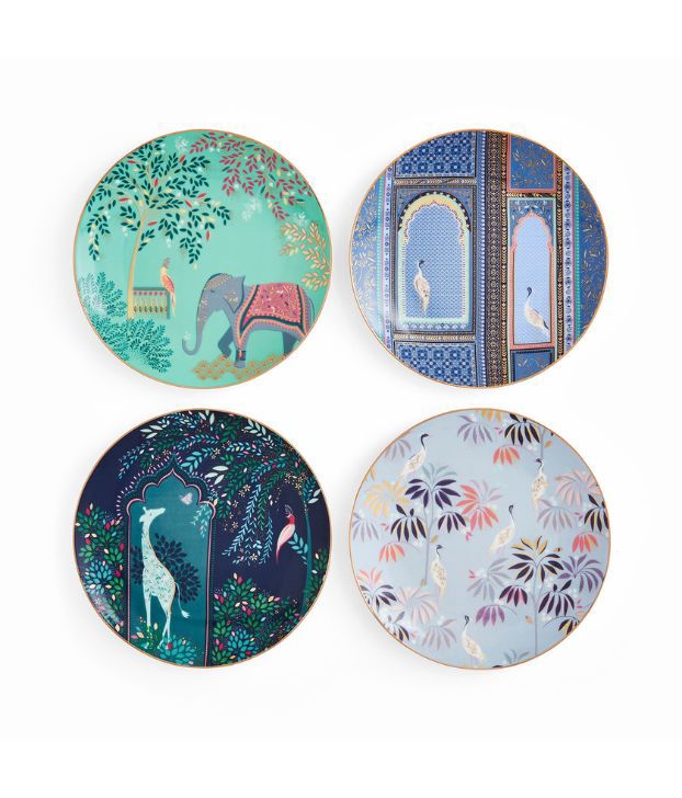 Sara Miller Sara Miller India Set of 4 Cake Plates